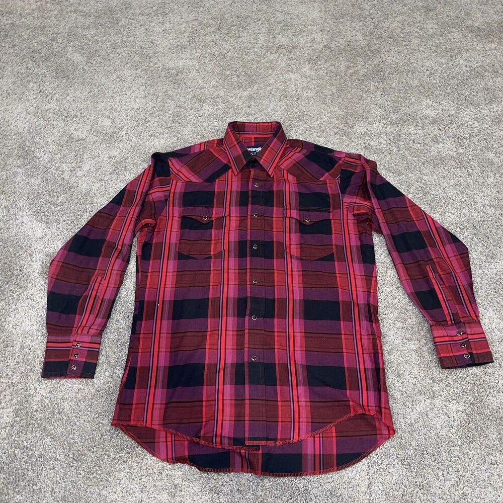 Wrangler Cowboy Cut Men Western Shirt Pearl Snap X Long Tails Reg Fit 16 XL